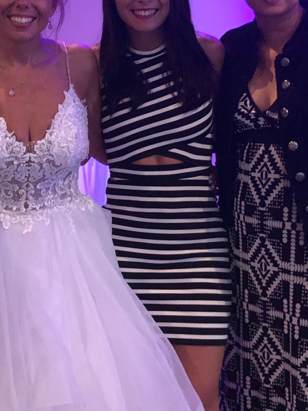 Black & white striped dress with cutout